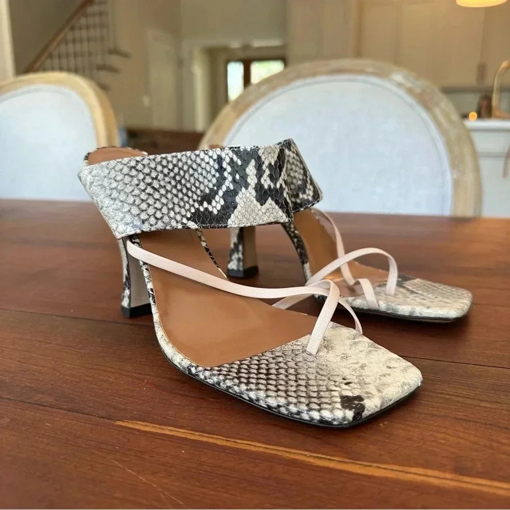 Paris Texas Snake Skin Crossover heeled sandal NWOT